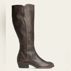 $399 Frye Carson Piping Antiqued Black Brown Distressed Leather Tall Riding Boot